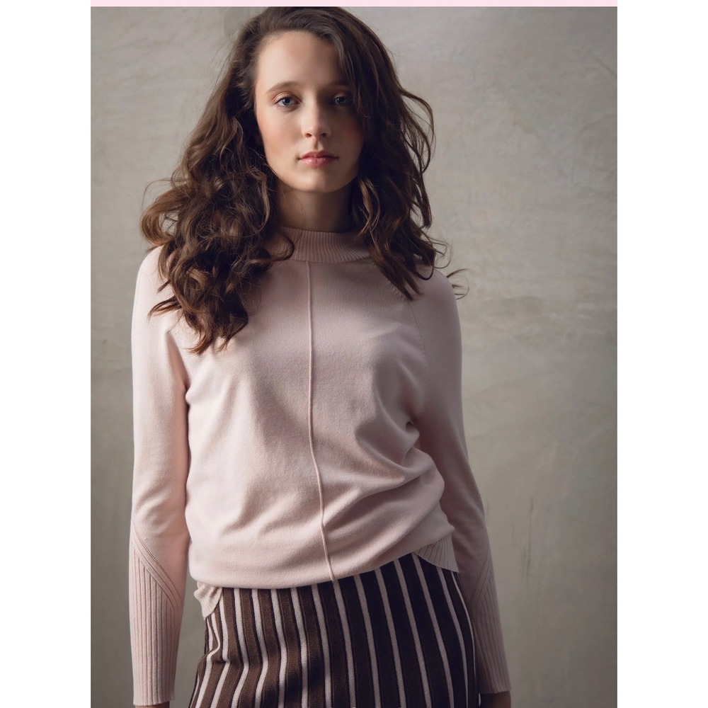 Marble Mock Neck Raglan Sleeve Sweater Pink Size‎ XS